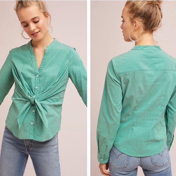 Maeve Tops - Maeve Anthropologie Katherine‎ Knotted Button Down Shirt
